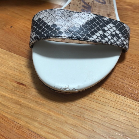 Sam Edelman Black & White Snakeskin Wedge Sandals - Picture 6 of 7